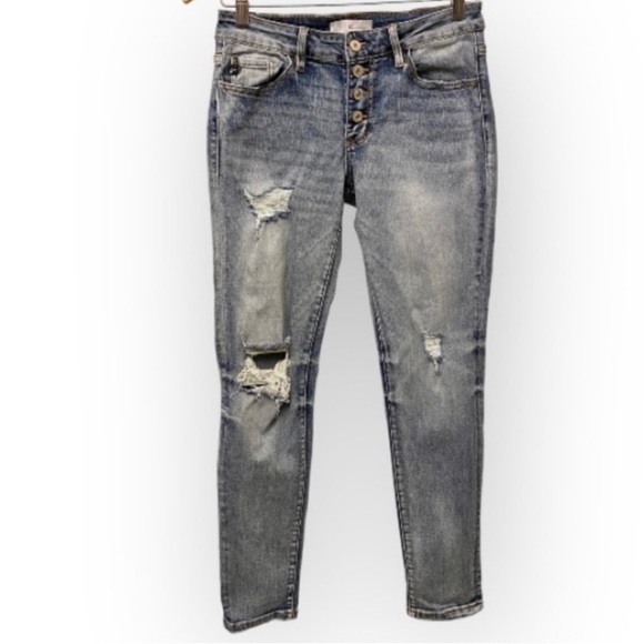 Kancan buttonfly distressed Skinny Jeans Size 13/30 - Picture 4 of 9